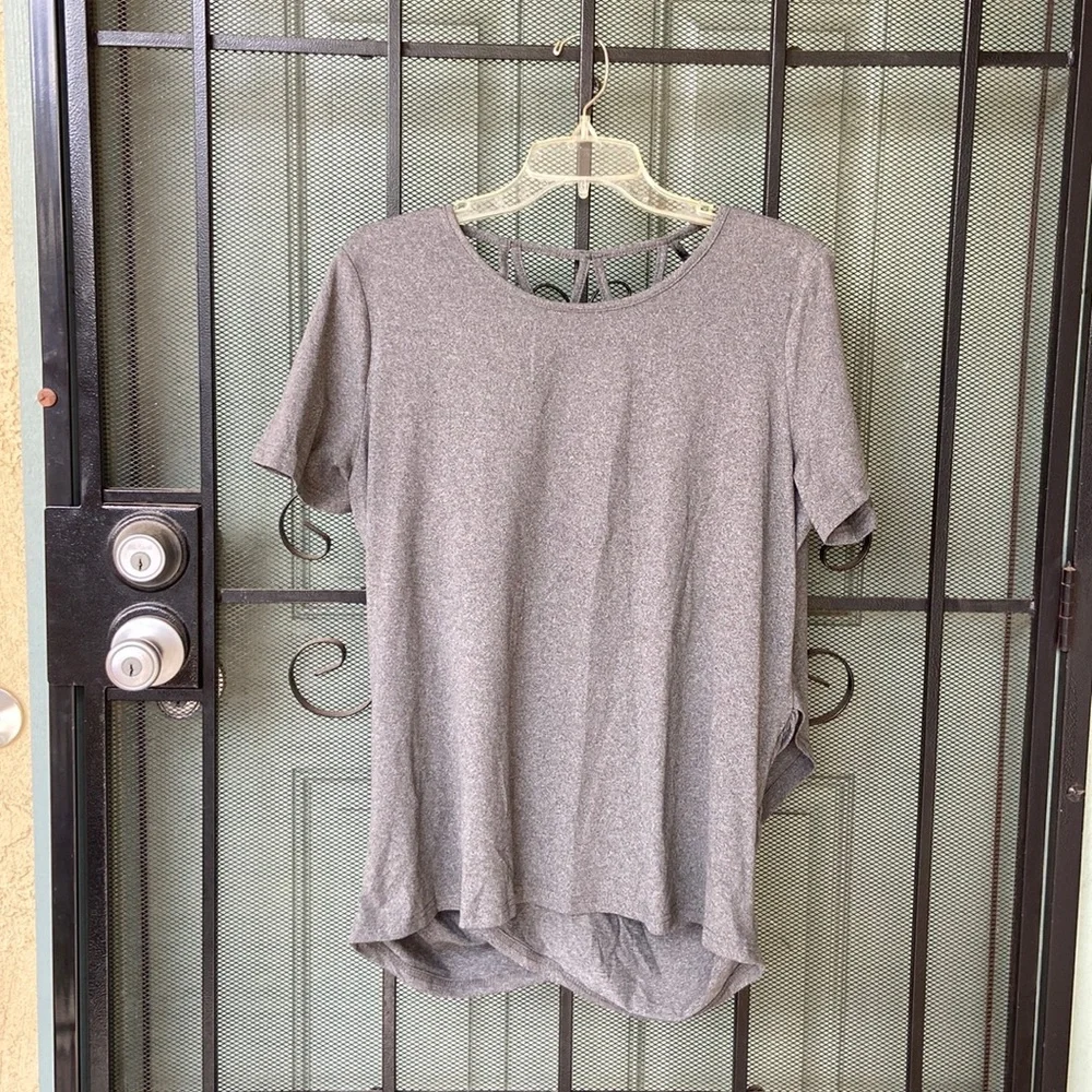 NWOT Grey Top with Crisscross Back - Picture 3 of 6